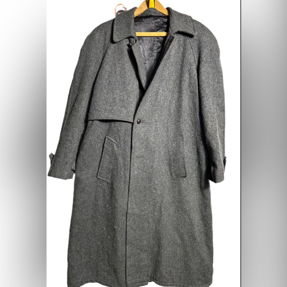 Vintage Wool Tweed Fidelity Men’s Charcoal Trench Coat size 40

B8